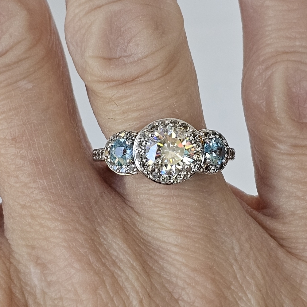 Rare Strontium Titanate & Blue Topaz Ring Sterling Silver Size 7! - Picture 8 of 11
